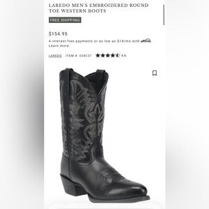 LAREDO MEN'S EMBROIDERED ROUND TOE WESTERN BOOTS
